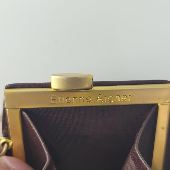 Little Vintage Aigner Burgundy Dark Red Leather Coin Change Purse Wallet 3" - Picture 5 of 5